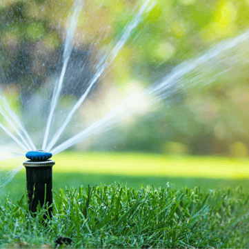 Lawn sprinkler in action, providing essential hydration to keep the grass healthy and thriving during dry spells.